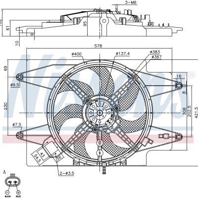 Вентилятор радиатора кондиционера для ALFA ROMEO GT (937) (03-) 2.0 JTS