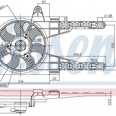 Вентилятор радиатора кондиционера для FIAT PUNTO I (176) (93-) 60 - 1.2 SPI