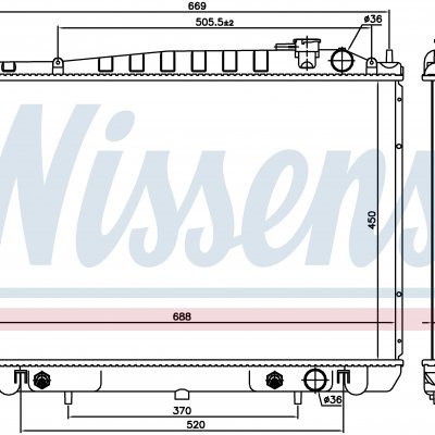 
Радиатор охлаждения для NISSAN KING CAB (D22) (98-) 2.4 EGI